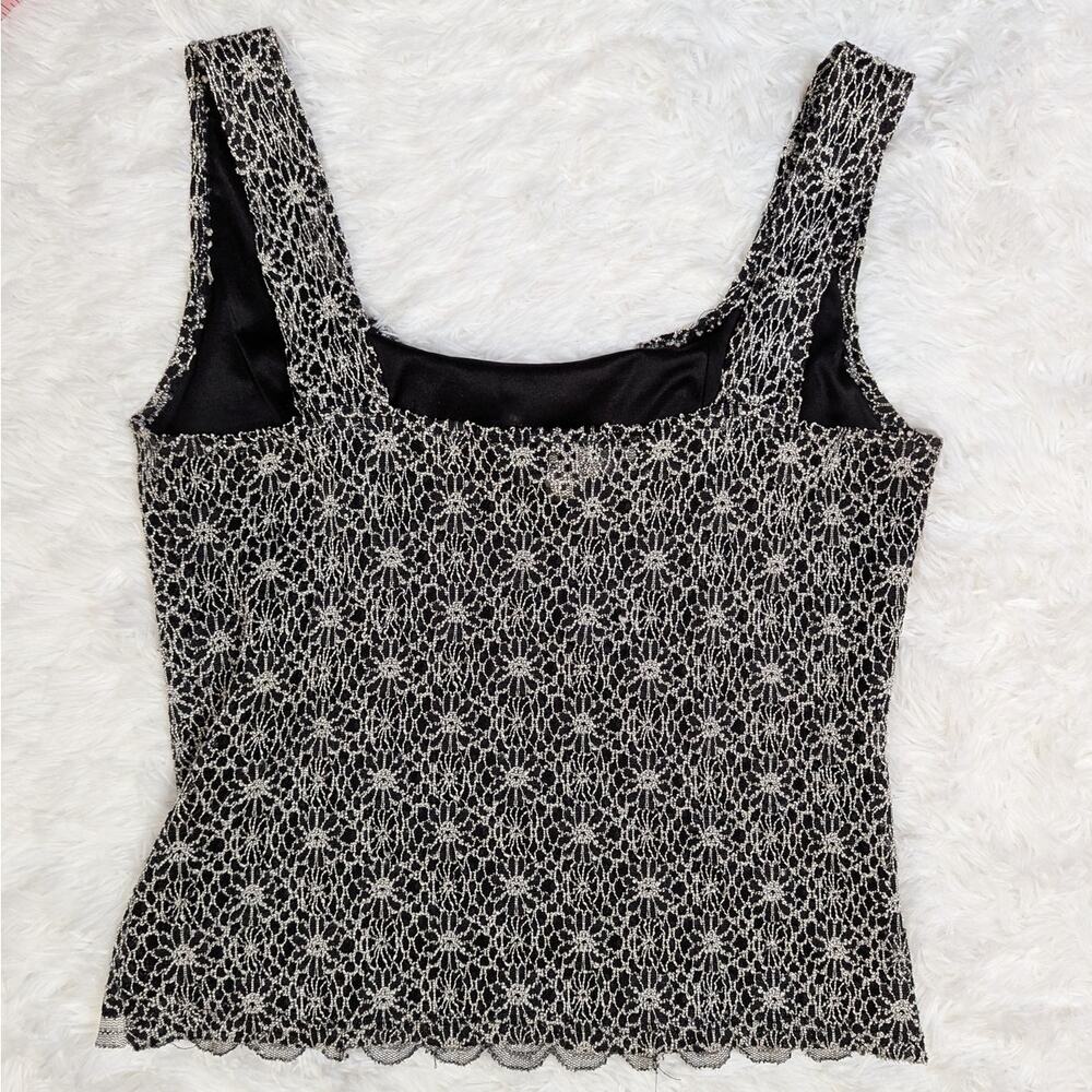 Y2K Whimsygoth Lacy Tank Top Black and White Size Large Dress Barn - Picture 3 of 8